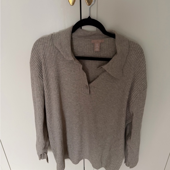H&M Beige Grey Ribbed Sweater - Picture 1 of 1